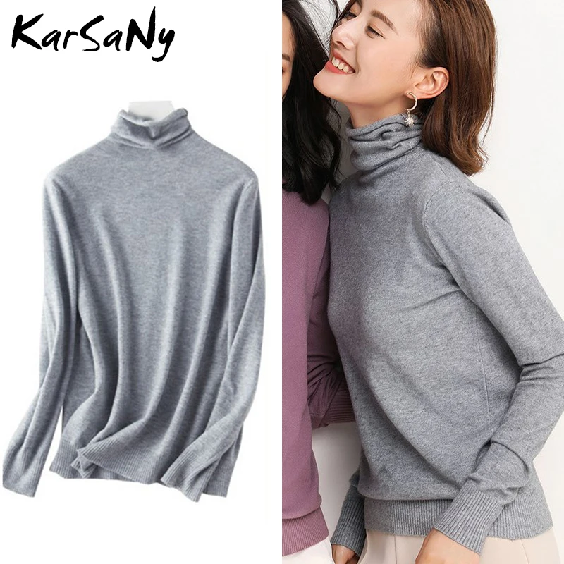 Winter Cashmere Sweater Women Wool Pullover Women's White Turtleneck Soft For Woman Sweaters | Женская одежда