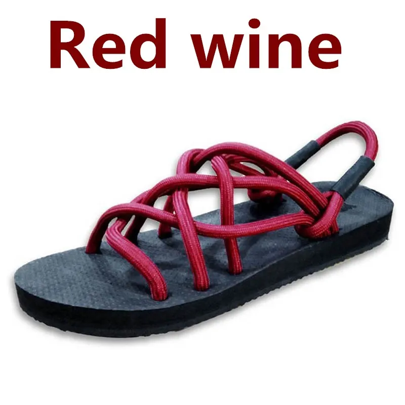 Red Wine KESMALL/летние пляжные сандалии для мужчин; сандалии с перекрестными ремешками; мягкие Повседневные Дышащие Вьетнамки для влюбленных; Sandalia Masculina; размеры 36-43 - Цвет: Red Wine
