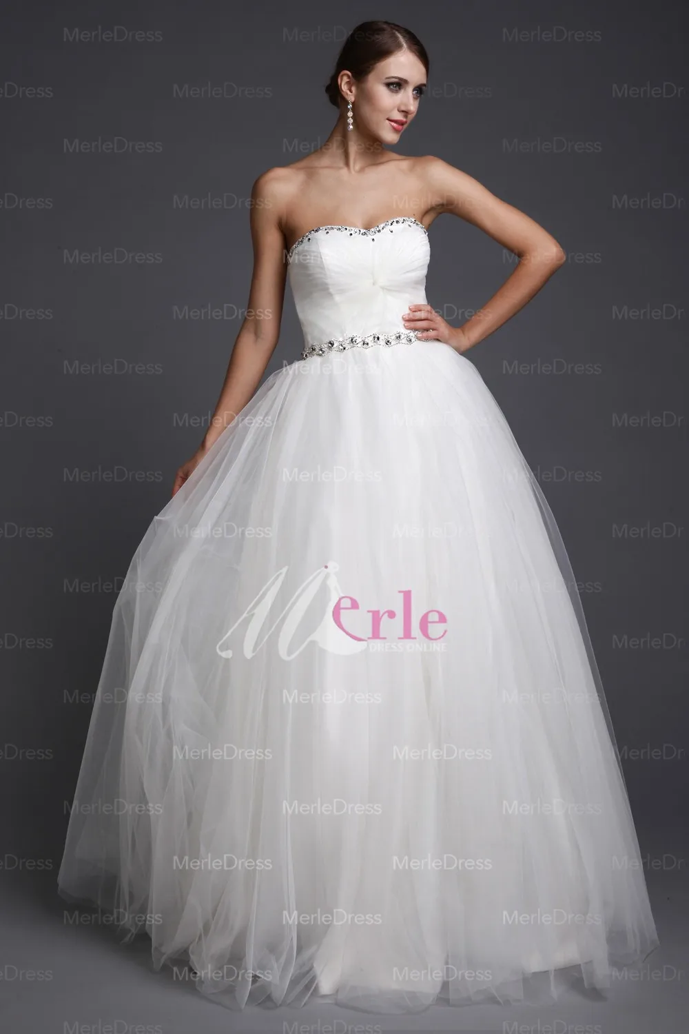 Мода 2015-Attractive A-Line / Princess милая рукавов длиной до пола длина бисероплетение чистая