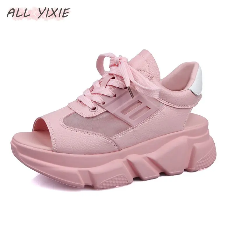 Женские сетчатые кроссовки на платформе ALL YIXIE розовые повседневные пляжные