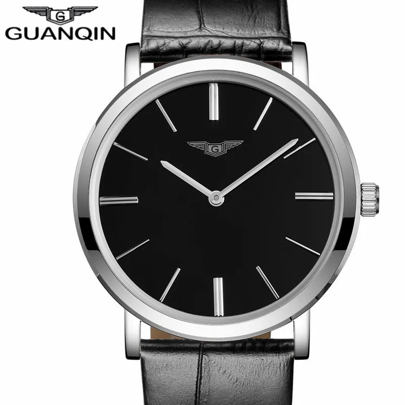 Relogio masculino люксовый бренд GUANQIN простой дизайн мужские Ультра тонкие кварцевые