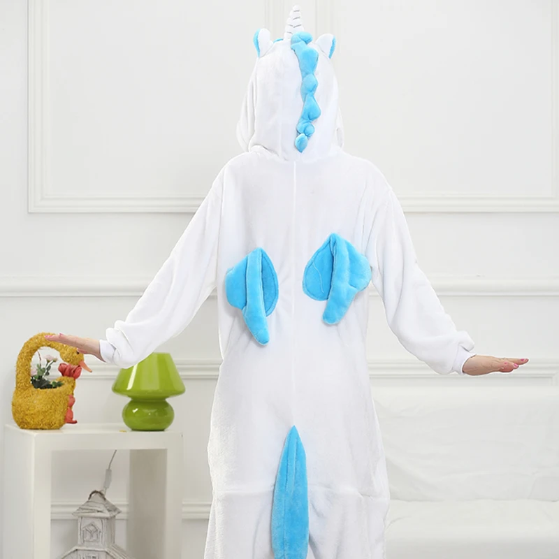 Adult Anime Kigurumi Onesies Blue Unicorn  Costume For Women Animal Pink Unicorn Stitch Onepieces Sleepwear Home Cloths Girl