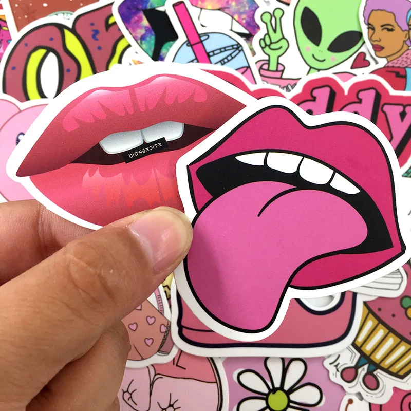50 шт. ПВХ водонепроницаемый для девочек Kawaii розовый Забавная девушка наклейка для ноутбука автомобильный коврик багаж телефон наклейка с велосипедом на стену игрушка наклейка