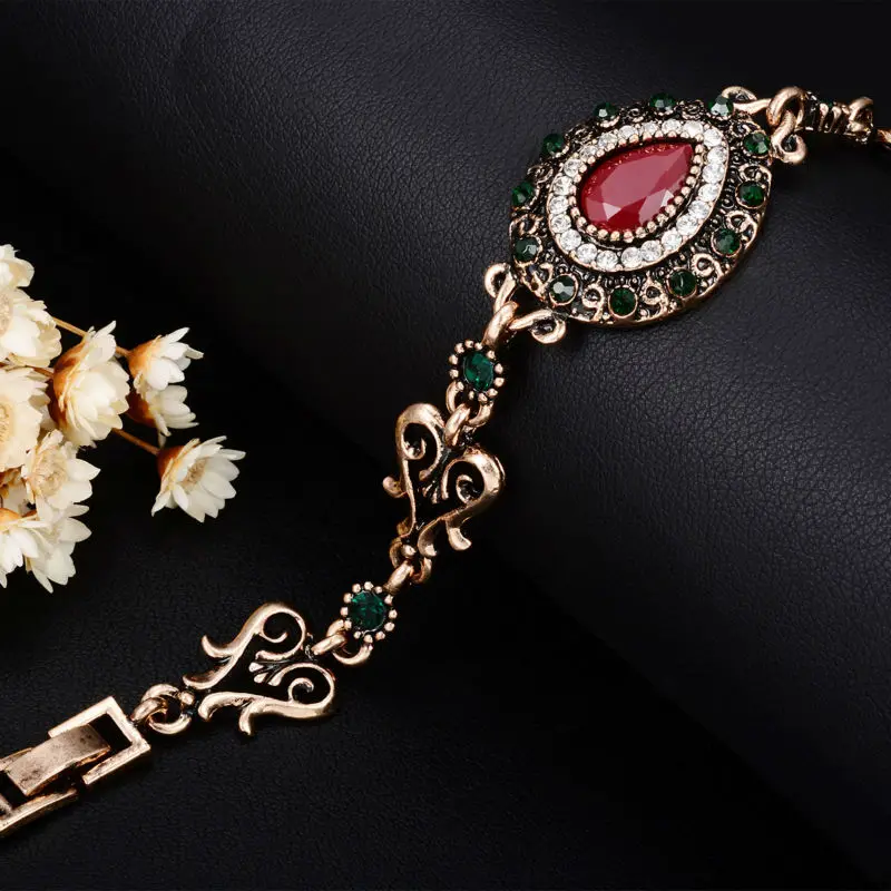Богемные женские Роскошные браслеты и мозаичный Розовый Зеленый Стразы Ретро