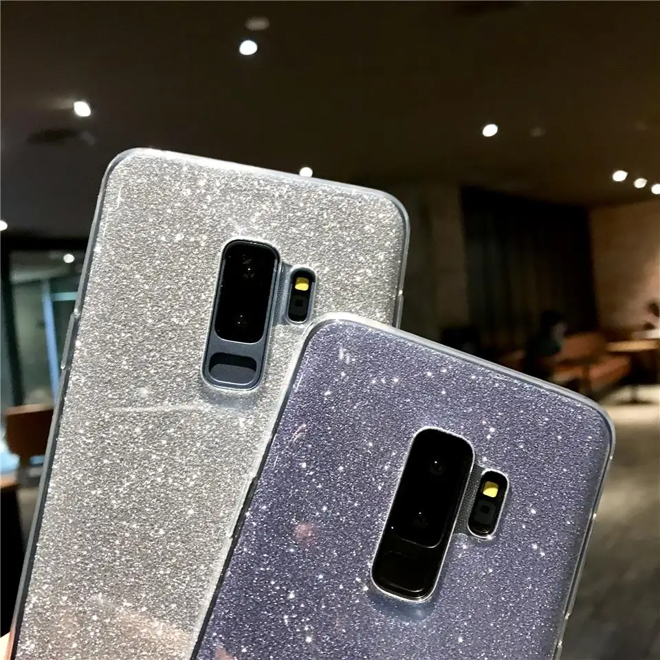 Silicone Glitter 2 in 1 Case For Samsung S9 S8 Plus S7 S6 Edge Note 9 J4 J6 A6 A8 2018 A3 A5 A7 2016 2017 J2 J3 J5 J7 Pro Cover |
