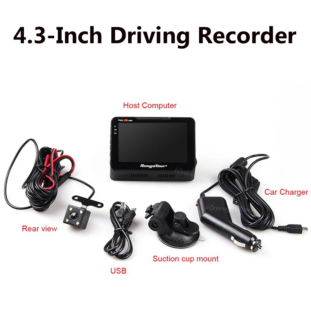

170 Degree Dual Lens 4.3" LCD Dash Cam + Rear Camera Video Recorder Full HD 1080P Dashboard Car Camera DVR B90s Plus 2018 New