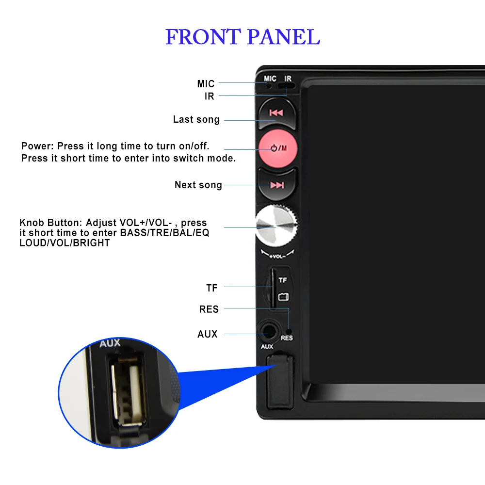 Автомагнитола AMPrime 2 Din 7 ''сенсорный плеер mirrorlink автомобильный мультимедийный