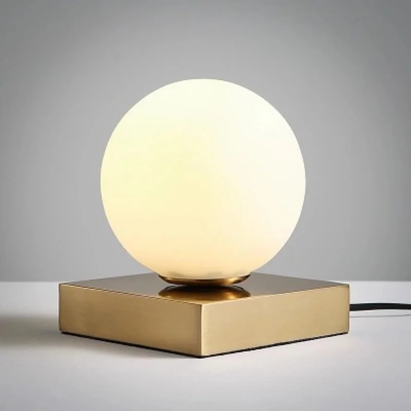 LukLoy Nordic Creative Simple Table Light Glass Lampshade Warm Energy Saving Bedside Lamp Rectangular Metal Base | Освещение
