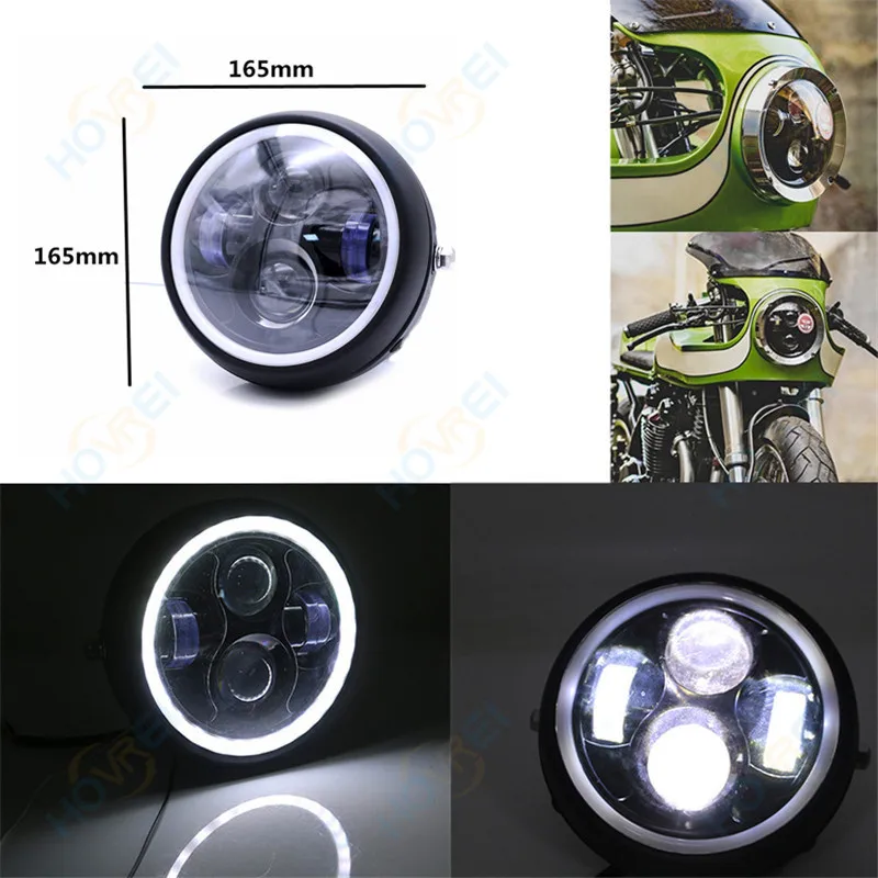 Универсальный 6 5 &quotРетро мотоциклетный передний ангельский глаз Hi Low Beam