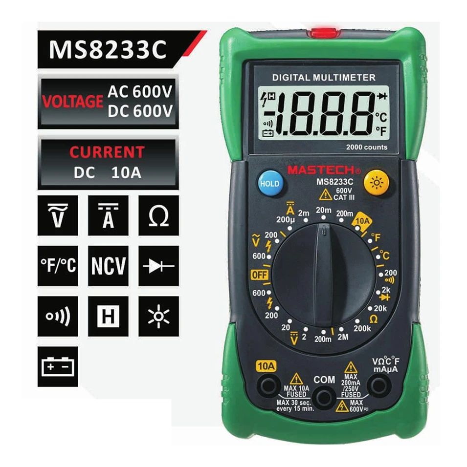 1 шт. MASTECH MS8233B MS8233C Цифровой Мультиметр LCR метр Бесконтактный Напряжение