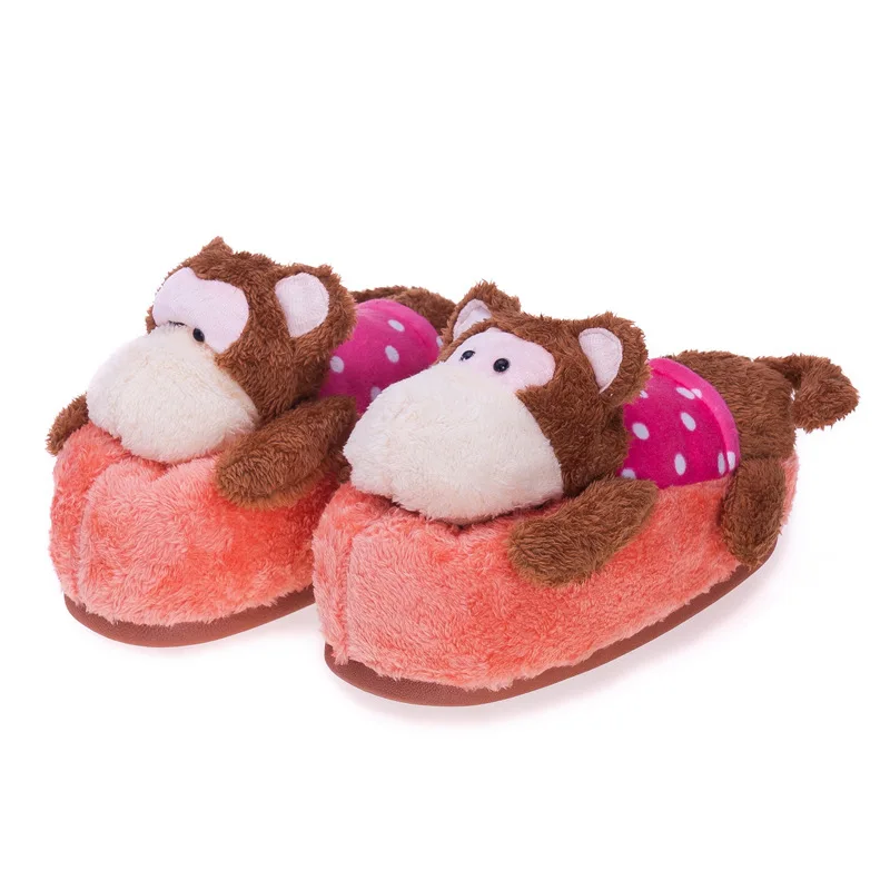 Плюшевые тапочки для косплея женщин мужчин с 3D изображениями животных теплая