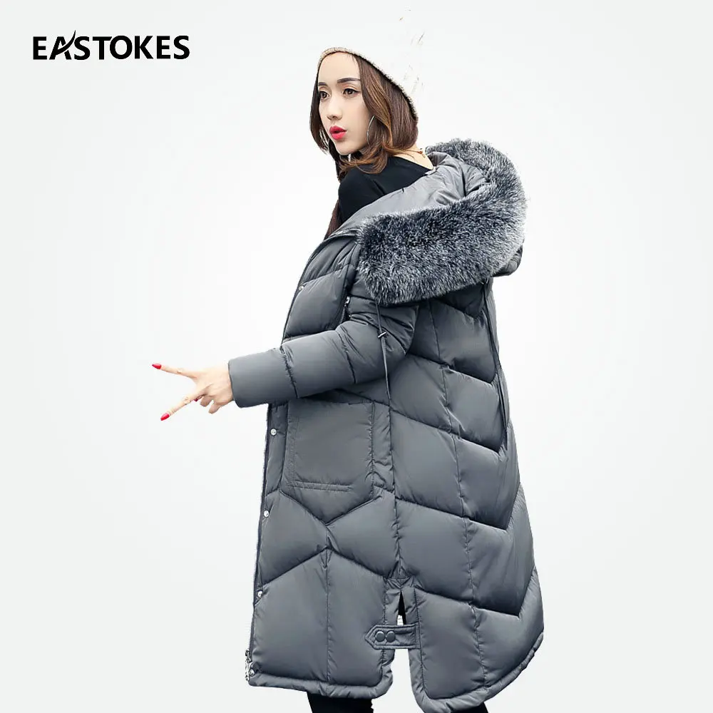 Зимняя куртка для женщин длинные пальто с большой меховой воротник новый дизайн