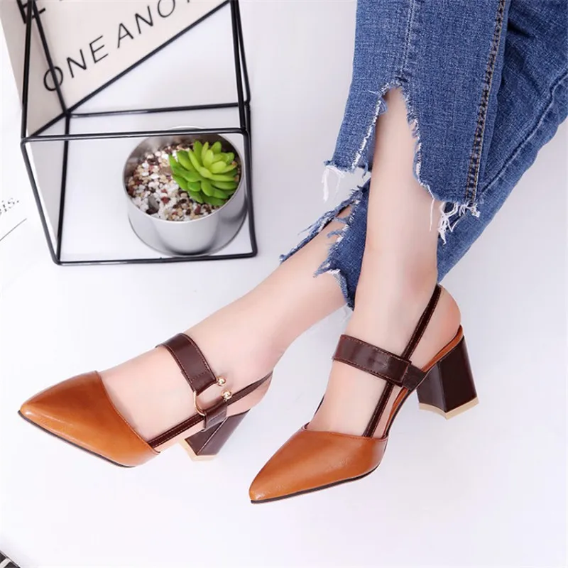 

Baotou 6CM Block Heel Shoes 42 Size Trendy Shoes Women Sandals 2019 Summer Shoes Woman Novelty Heels Sandalias Beige Mujer Buty