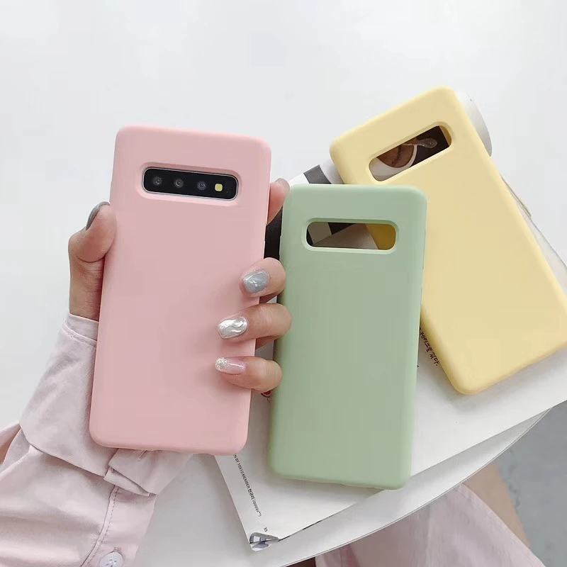 For Samsung Galaxy S10 Plus S10E Note 9 8 Luxury Original Liquid Silicone Soft Candy Colors Case Cover S9 S8 |