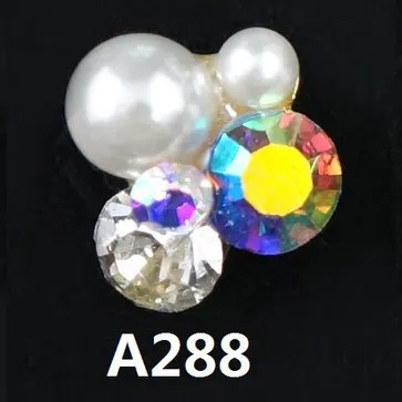 A288 Новинка, 10 шт., роскошные японские украшения для ногтей, сплав, кучи, стразы, жемчуг, 3d, для ногтей, художественный амулет, металлические блестящие аксессуары для ногтей - Цвет: A288