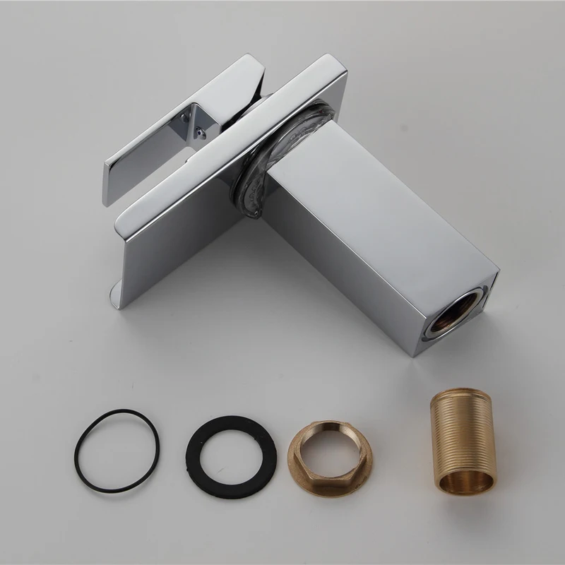 Смесители для умывальника LED Light Водопад кран Твердый латунный ванной