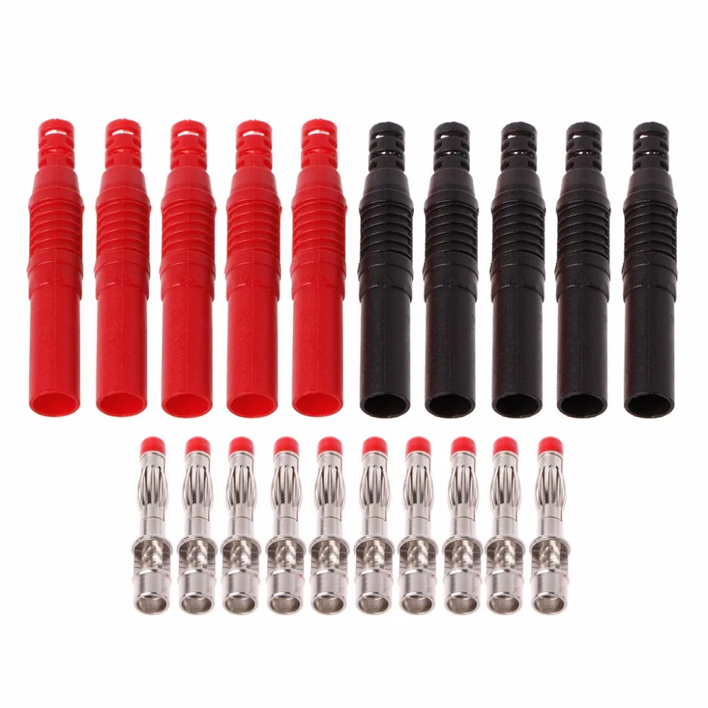 

10Pcs/set Straight Insulated Safety 4mm Male Banana Plug Wire Solder DIY Connectors
