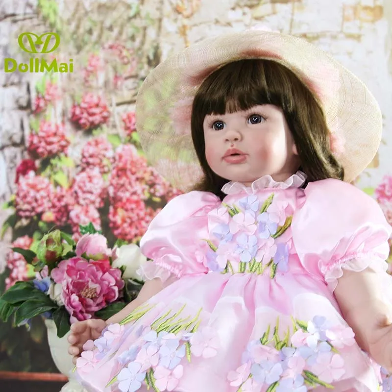 

DollMai Exquisite 60cm big reborn toddler princess Silicone vinyl adorable Lifelike bebe reborn Bonecas girl doll toys playmate