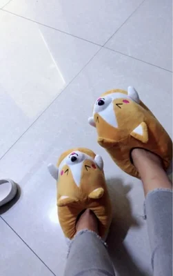 Домашние тапочки; женские зимние плюшевые Тапочки Corgi; теплая женская домашняя обувь; Милые прикольные тапочки для взрослых; женская обувь на плоской подошве; Zapatillas