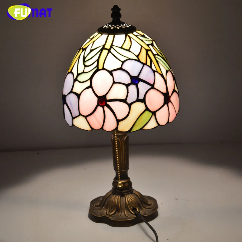 

FUMAT Stained Glass Table Lamp Morning glory Shade Lamp for Living Room Bedroom Art Creative LED Tiffanylamp Table Lights