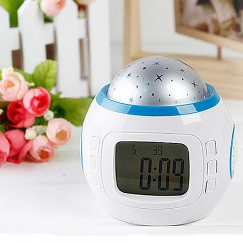Повтор Цифровой Будильник Музыка звезда проектор LED настольные часы будильник