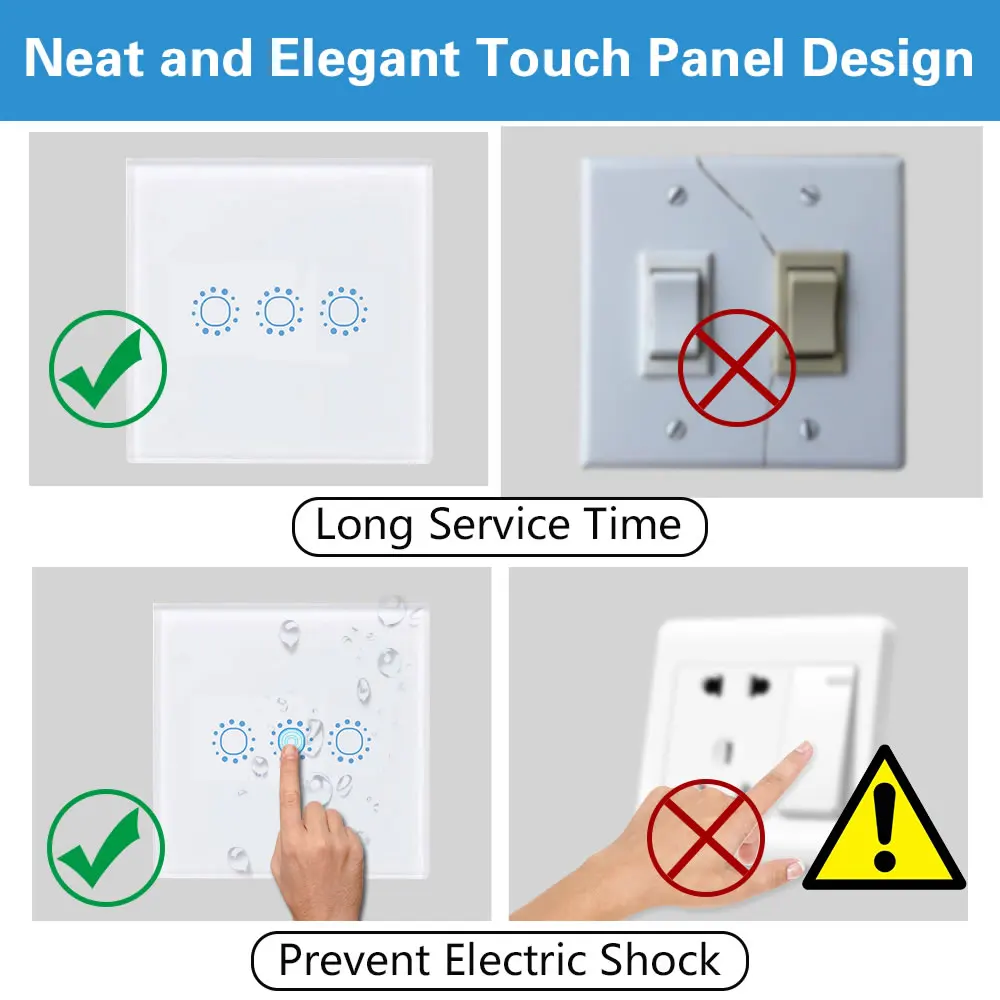 Настенный выключатель EACHEN WiFi Smart RF 433/ APP / Touch Control настенный светильник 1/2/3 Gang