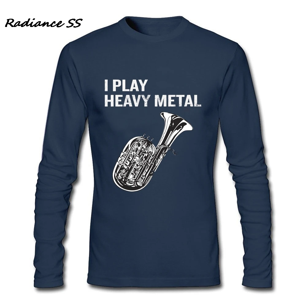 Футболка мужская хип хоп с длинным рукавом I Play Heavy Metal Customized Tuba Music T Shirts Normal Homme