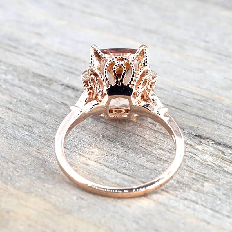3.5ct Nautral Morgante обручальное кольцо, 14 к розовое золото, Женское Обручальное кольцо с натуральными бриллиантами, Филигранное