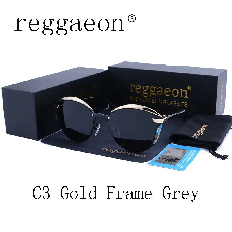 Женские солнцезащитные очки в металлической оправе Reggaeon поляризационные ретро