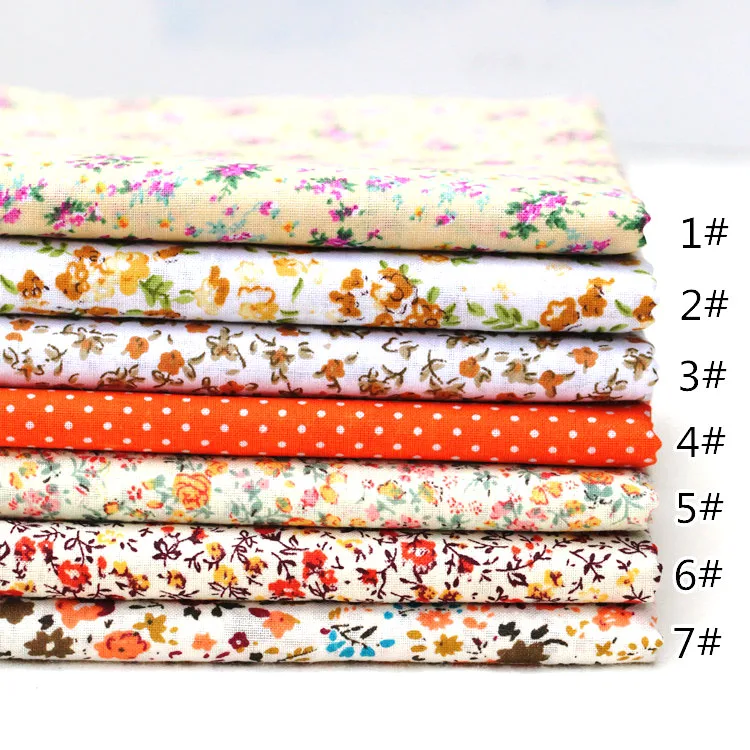 7Pcs Orange Series 5/7/30/50 шт хлопчатобумажная ткань Ассорти нарезана так, чтобы вы смогли жира четверти набор для шитья сумка Костюмы диван автомобиль DIY Декор Материал 10/25 см - Цвет: 7Pcs Orange Series