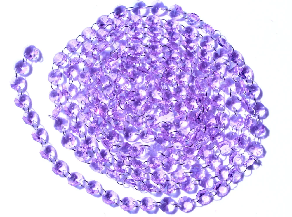 

Garland Chakra Spectra 12Feet Diamond Prisms Purple Glass Crystal Octagon Beads 14mm Wedding Chandelier Parts M02160-4