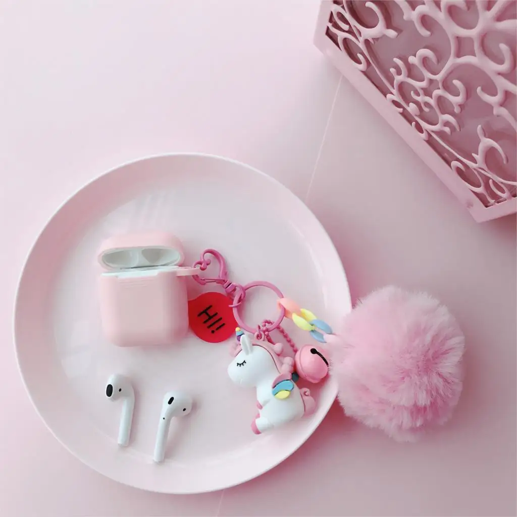 Гарнитура для airpods Милая игрушечная сумка с единорогом, защитная крышка для iphone airpods, ремешок для телефона, мультяшный колокольчик-брелок