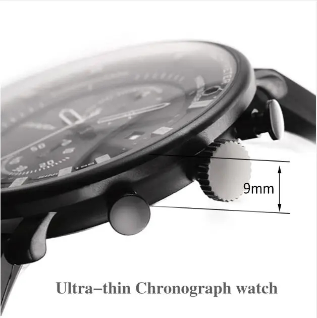 Мужские часы SINOBI ультратонкие наручные с хронографом водонепроницаемые мужские