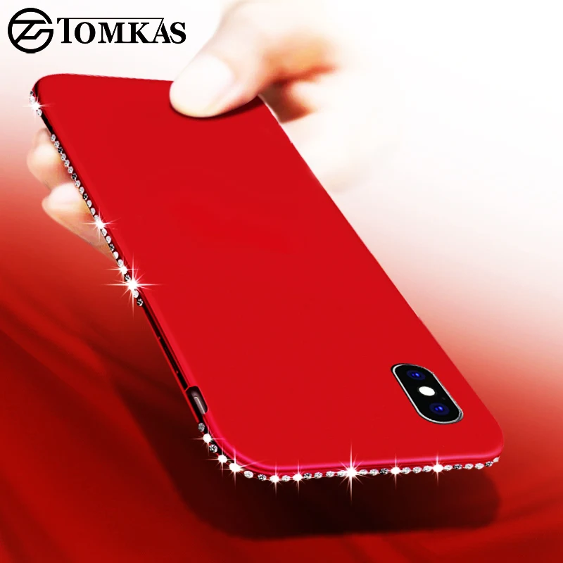 TOMKAS силиконовый чехол со стразами для iPhone X 7 8 Plus роскошный блестящий мягкий