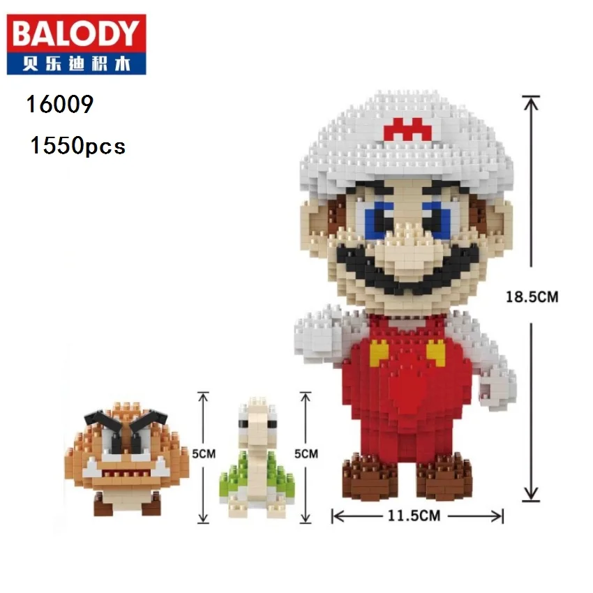 16009 Balody мини блоки Bowser мультфильм строительные игрушки Марио аукциона фигурки Yoshi Модель Кирпичи Wario аниме Brinquedos детские подарки 16022 - Цвет: 16009