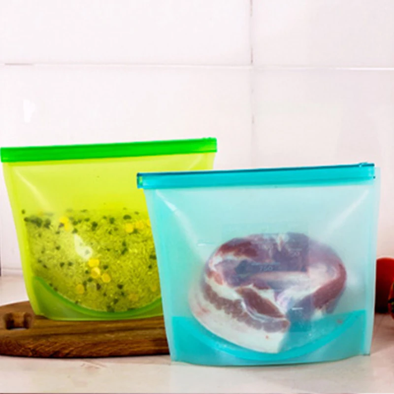 

Reusable Silicone Food Preservation Bag Seal Food Fruit Meat Storage Container Bag Ziplock Versatile Kitchen Storage Bag