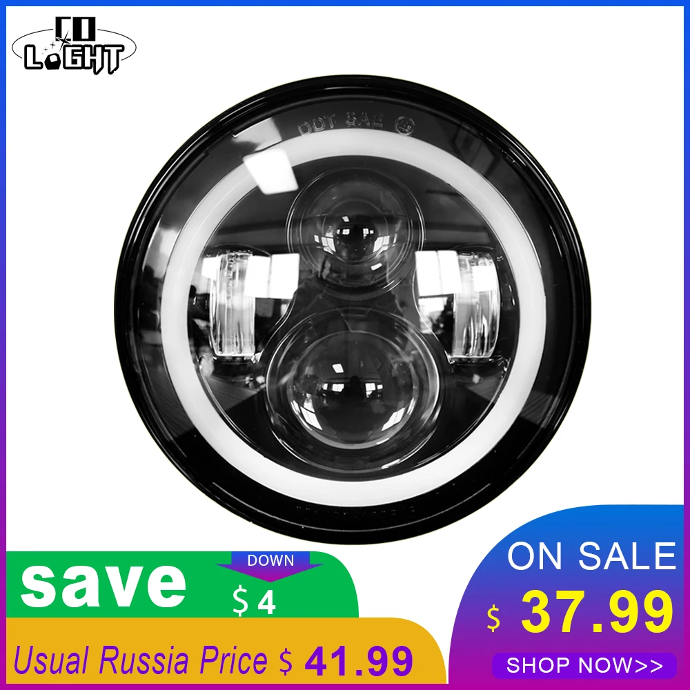 Фара CO LIGHT 7 дюймовая 50 Вт H4 H13 Hi Lo с ангельскими глазами ДХО 12 В 24 для Lada 4x4 Niva Jeep Land
