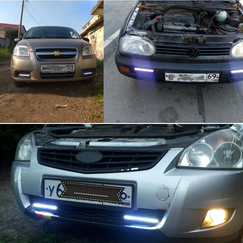 1x Автомобильный светодиодный Поворотная сигнальная лампа COB DRL Противотуманные светильник Авто Панель Бар Багажник противотуманной фары 12V мотоцикл стиль лампа сине-белые