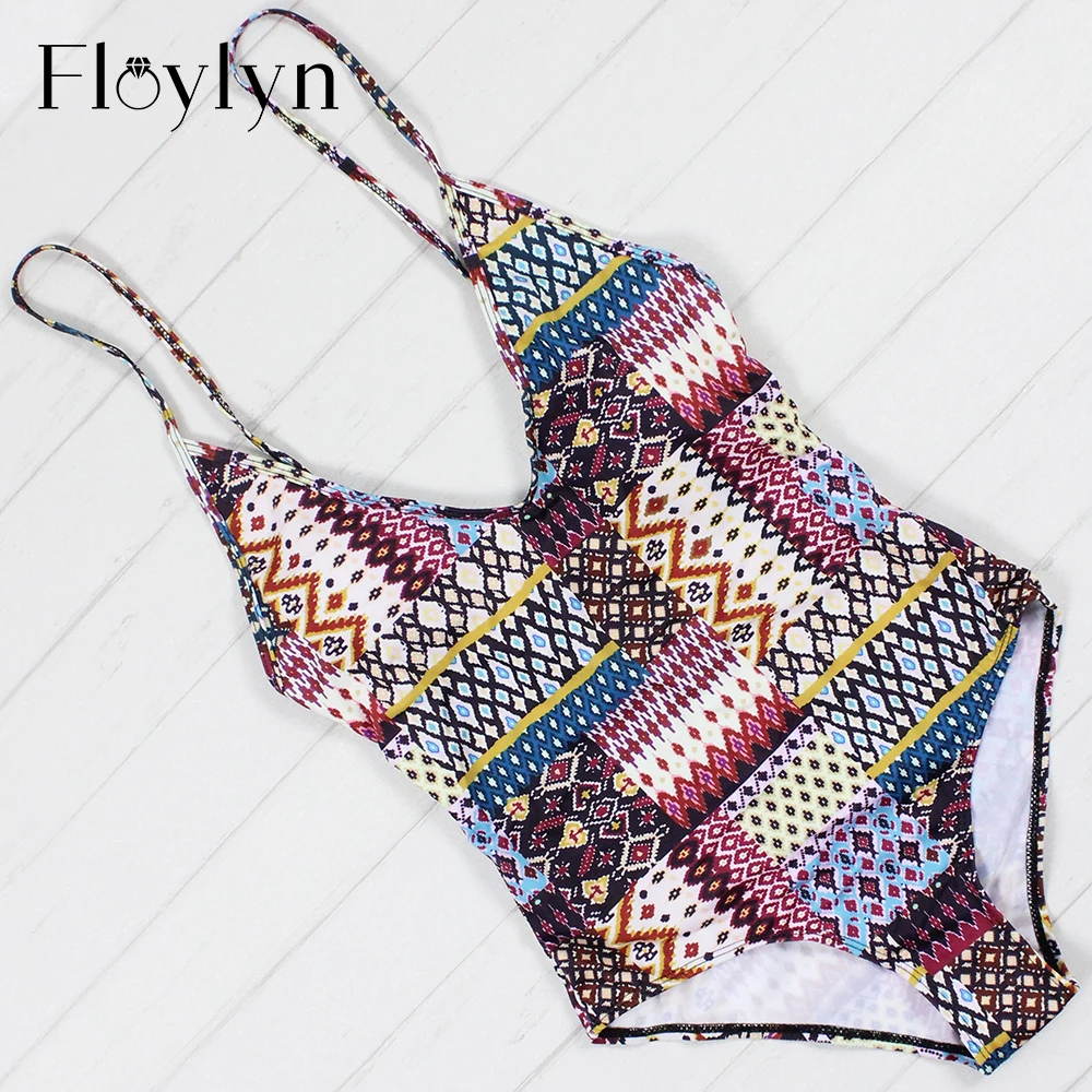 Купальник Floylyn Женский винтажный с принтом|bain| |