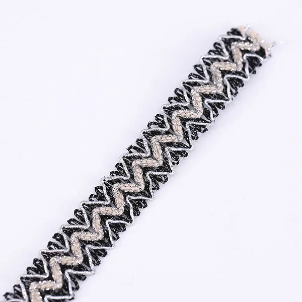 Плетеная черная серебряная кружевная отделка искусственная декоративная лента