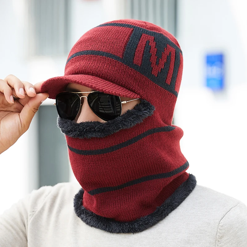 Зимние шапки Skullies Beanies шапка для мужчин и женщин шерстяной вязаный теплый плюшевый шарф шапки Балаклава маска Gorras Bonnet вязаная Лыжная шапка для снежной погоды