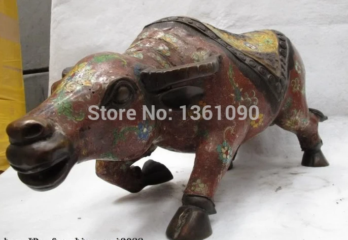 Xd 00827 Китай Классическая Бронза Медь cloisonne Rolay Palace carabao Статуэтка крупного