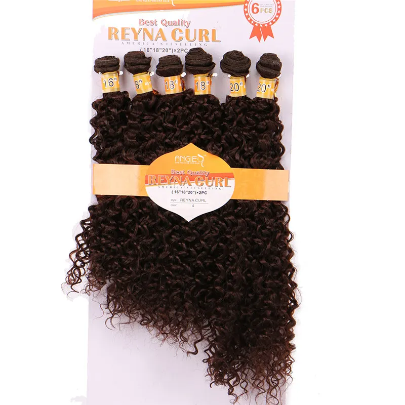 #4 Kinky Curly Wave High Temperature Fiber Weave REYNA Synthetic Hair Bundles 6pcs/Lot hair Gram - Цвет: #4
