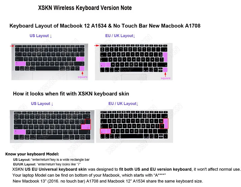 Умный чехол XSKN для Ableton силиконовый клавиатуры Macbook 12 дюймов A1534 макет ЕС США|keyboard