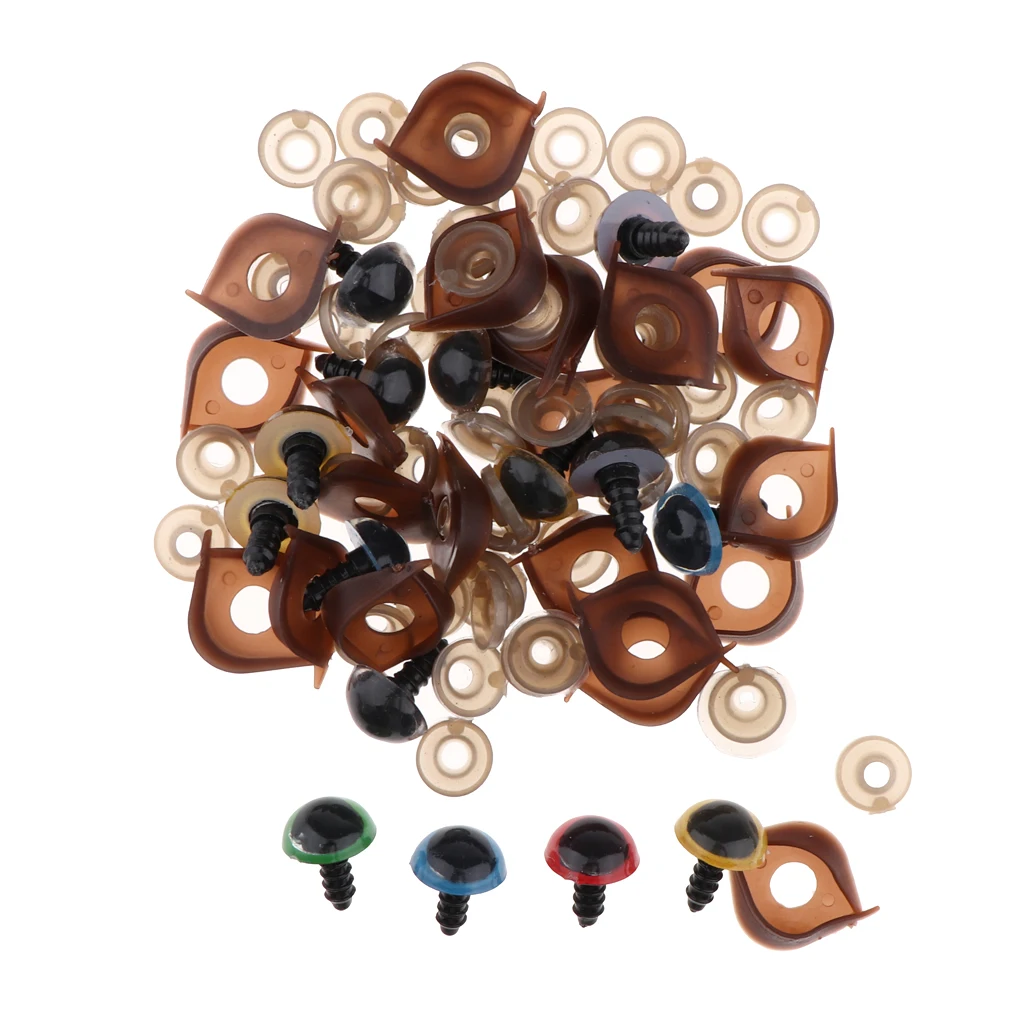 100 шт красочные пластиковые безопасные глаза с шайбами и век для плюшевого мишки