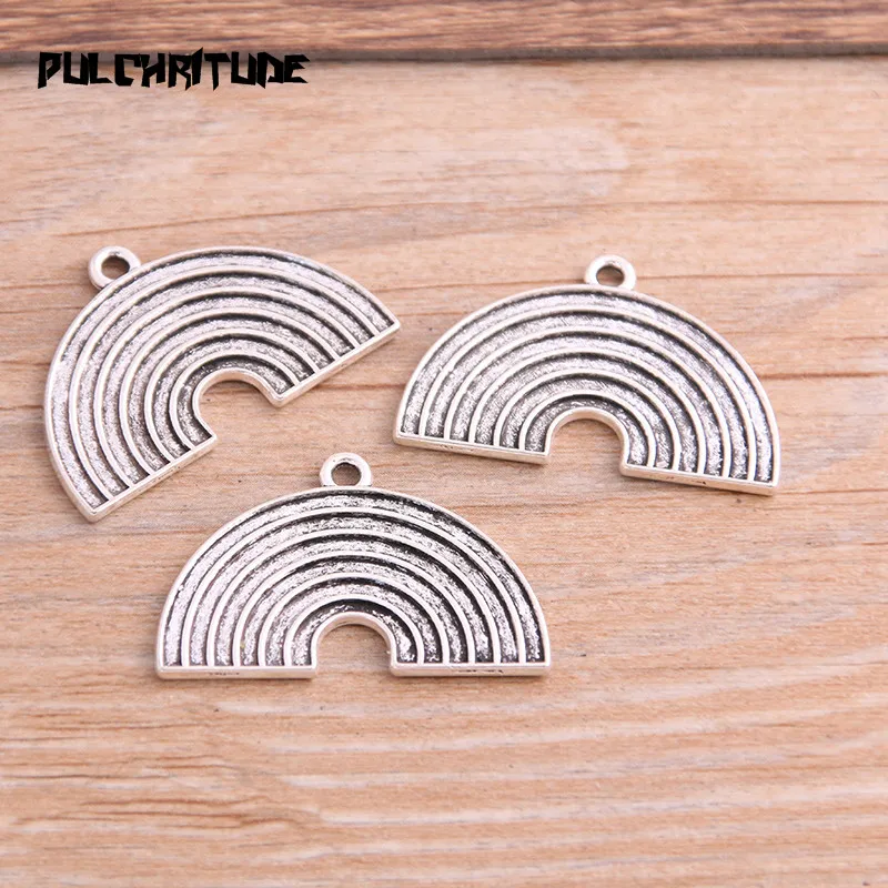 

6PCS 21*33mm New Product Antique Silver color Color Rainbow Charms Pendant Jewelry Metal Alloy Jewelry Marking