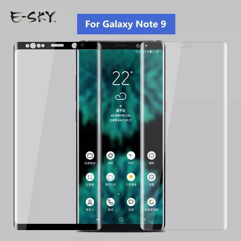 E-SKY 3D синий закаленное стекло на для samsung galaxy note 9 Защита экрана note9 случае чистые