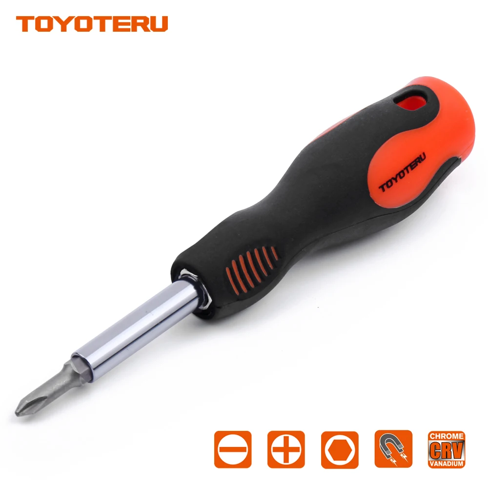 Набор отверток TOYOTERU 6 в 1 с быстрой сменой, шлицевая 3/1", 9/32" Phillips#1,#2, отвертка 1/", 5/16", многофункциональная отвертка