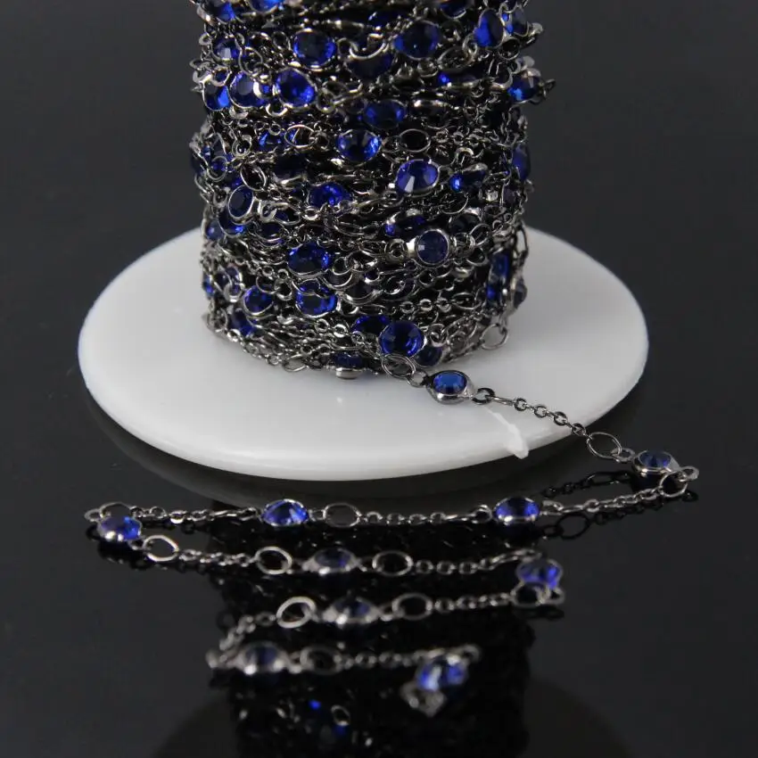 4 мм Синий Кристалл Стекло граненый круглый монета ломтик бисера цепь