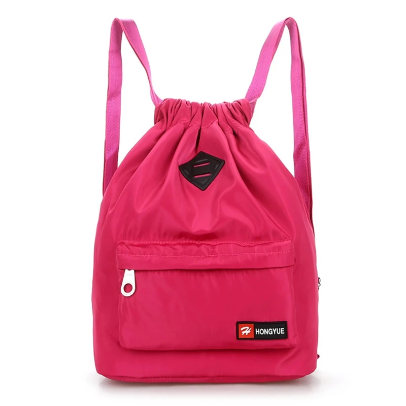Hot pink Новинка, нейлоновый рюкзак, водонепроницаемый, на шнурке, спортивная сумка для мужчин и женщин - Цвет: Hot pink